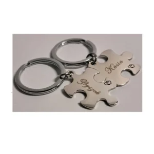 Brelok dla pary puzzle stal szlachetna zestaw 2szt.